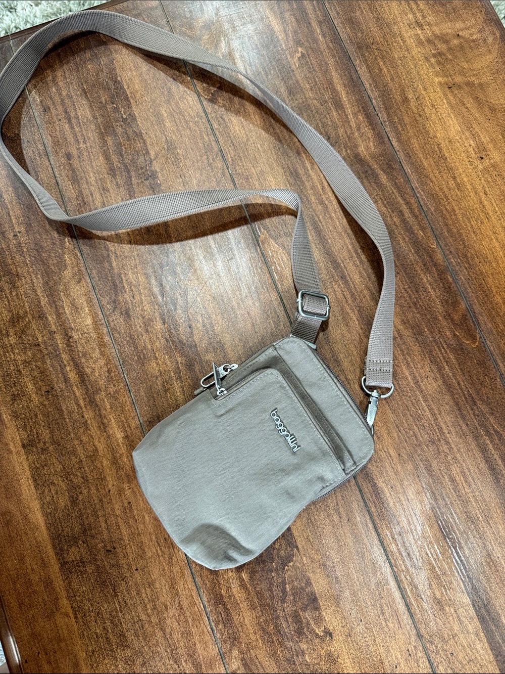 Baggallini Taupe Securtex® Classic Anti-Theft Activity Crossbody